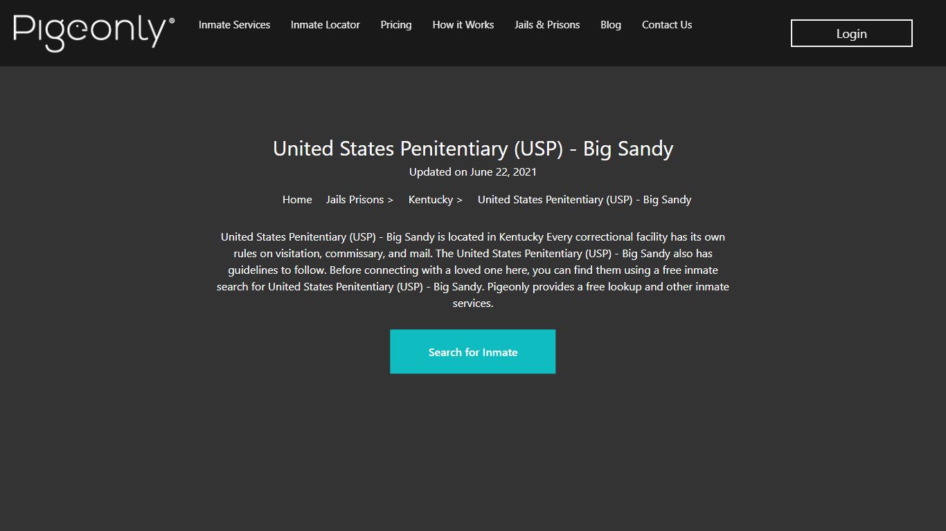 United States Penitentiary (USP) - Big Sandy Inmate Search ...